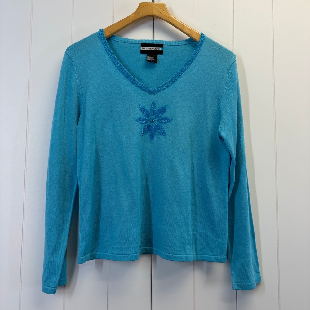 Vintage Requirements Grannycore Beaded Snowflake Sweater Women Size L Holiday